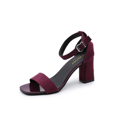 Sandales d'été à talons mi-hauts pour femmes, chaussures d'extérieur élégantes, chaussures de mariage, chaussures de mariée, grande taille 34-40, sangle à boucle