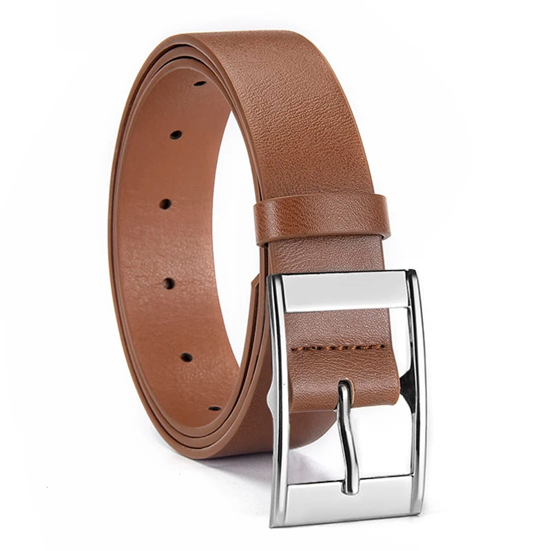 Cinturón de lujo para hombre, cinturón de cuero PU, hebilla de Metal