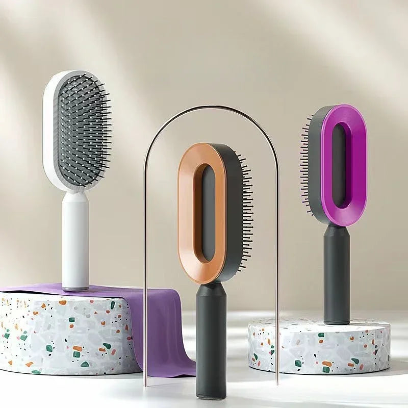 Peine de masaje, cepillo de pelo autolimpiante para mujer, peine de pelo rápido de una tecla, cojín de aire 3D, herramientas de estilismo para el cabello, peine con bolsa de aire