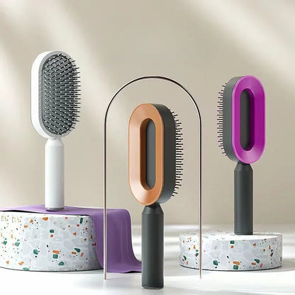 Peine de masaje, cepillo de pelo autolimpiante para mujer, peine de pelo rápido de una tecla, cojín de aire 3D, herramientas de estilismo para el cabello, peine con bolsa de aire
