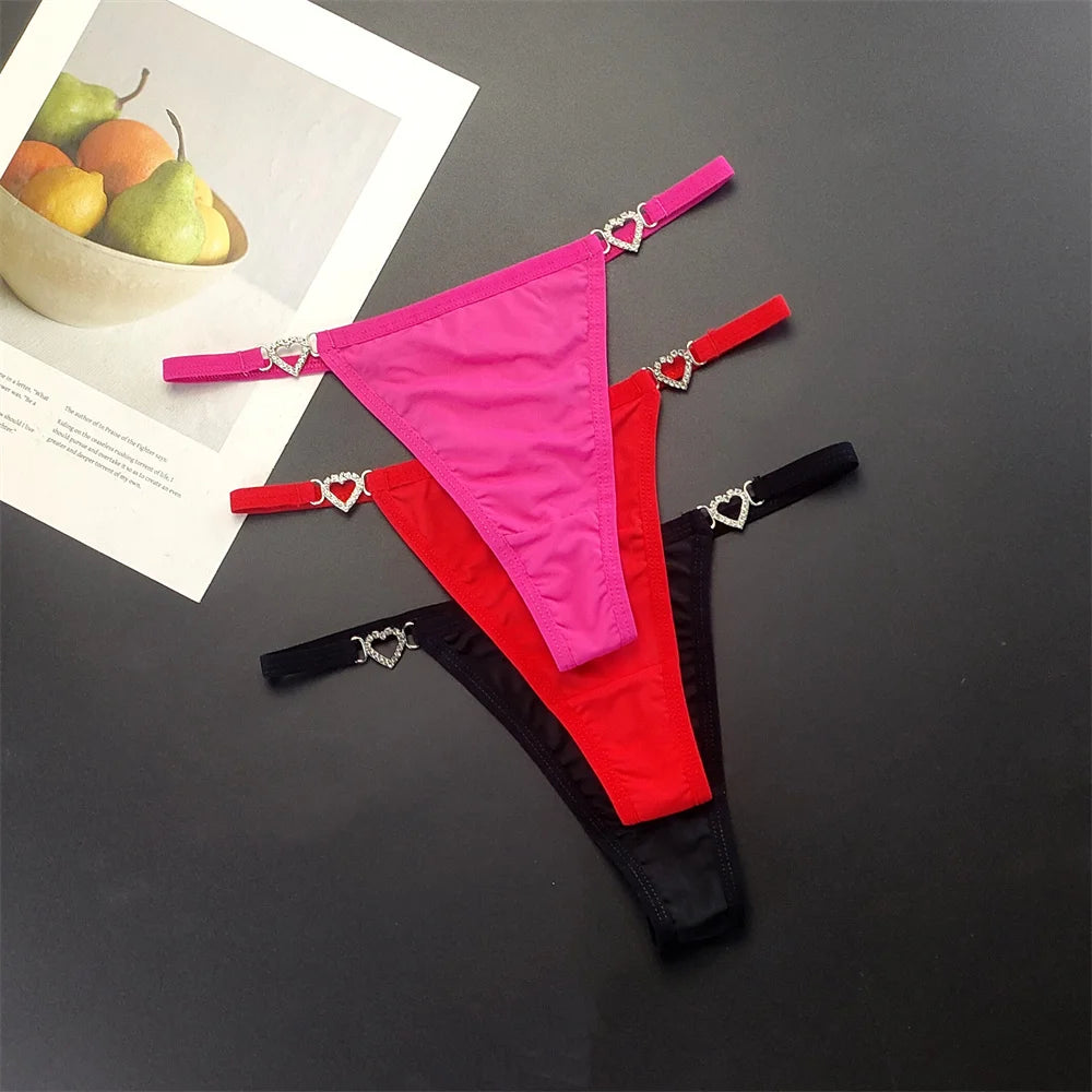 Tanga con tirantes para mujer, ropa interior con diamantes de imitación brillantes de talla grande