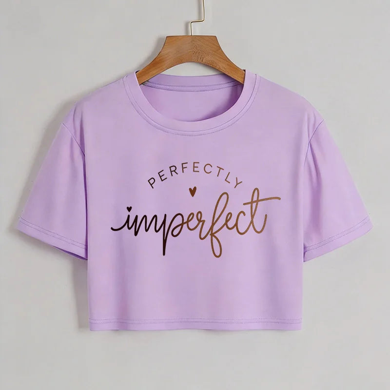 Camisetas Cortas Sexys con Estampado de Letras Gráficas  para mujer