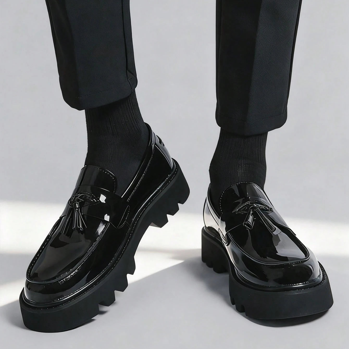 zapatos de vestir de negocios sin cordones para caballero, zapatos negros formales con hebilla brillante para fiesta