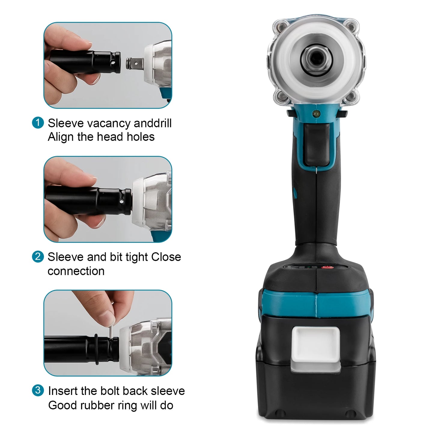 Clé à chocs électrique sans balais Gisam 18 V 1/2 pouce 520 N.m Tournevis à batterie Makita M