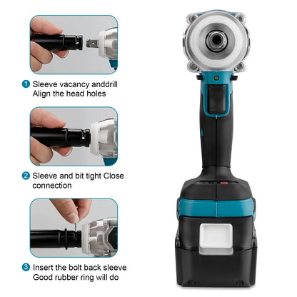 Clé à chocs électrique sans balais Gisam 18 V 1/2 pouce 520 N.m Tournevis à batterie Makita M
