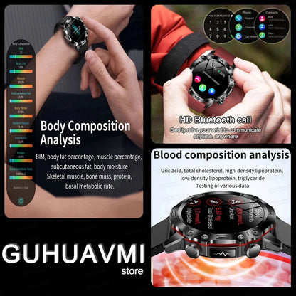 Reloj inteligente con diagnóstico médico de IA 2024, llamadas Bluetooth, monitor de glucosa en sangre, lípidos, ácido úrico, VFC, ECG, para hombres y mujeres