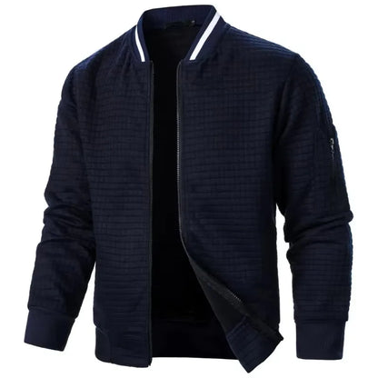 Nueva chaqueta de manga larga con cremallera para hombre, abrigos, sudaderas de pie, ropa de calle para exteriores, chaqueta de Color sólido para otoño para hombre