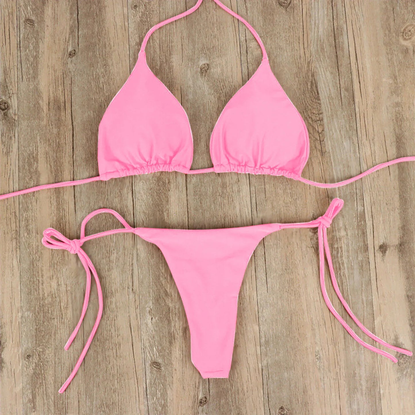 Conjunto de bikini sexy de verano, traje de baño brasileño para mujer, sujetador, tanga, dos piezas, ropa de playa, traje de baño para mujer