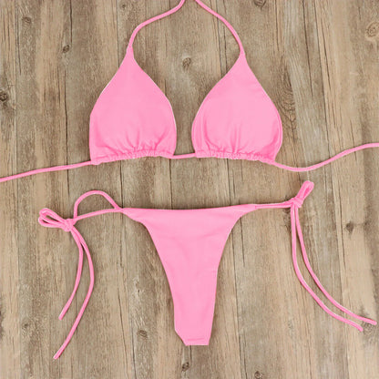 Conjunto de bikini sexy de verano, traje de baño brasileño para mujer, sujetador, tanga, dos piezas, ropa de playa, traje de baño para mujer