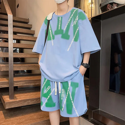 Ensembles décontractés deux pièces pour hommes 2024 T-shirt à manches courtes et shorts de mode coréenne Survêtements Sports Streetwear Ensembles de vêtements pour hommes 