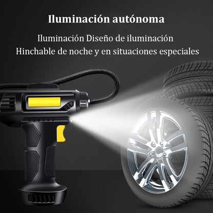 Bomba de inflado de coche inalámbrica de 120 W con pantalla digital inteligente, portátil, con cable, compresor de aire para neumáticos.