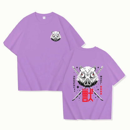 Camiseta con estampado de Hashibira Inosuke para mujer, camiseta de manga corta a la moda con estampado de anime callejero, camiseta informal de verano con personalidad