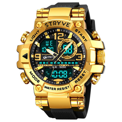 Relojes, reloj de moda para hombre, reloj resistente al agua hasta 5atm para hombre, correa de silicona con movimiento Digital-analógico de alta calidad
