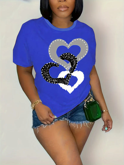 Camiseta holgada de manga corta con cuello redondo informal de gran tamaño con estampado de dibujos animados para mujer de verano