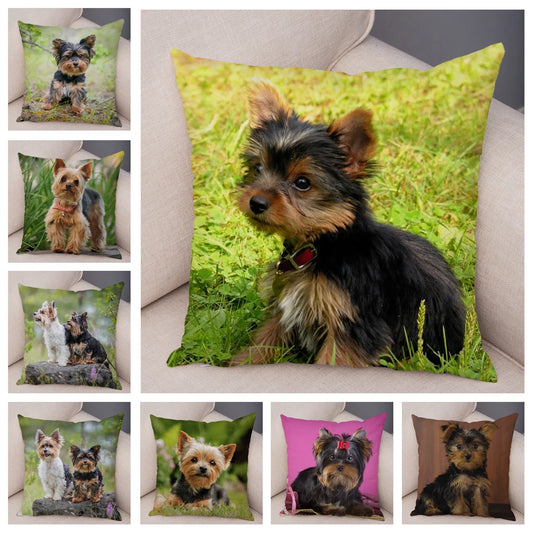 Funda de cojín decorativa con estampado de perro para sofá, hogar, mascota, adorable