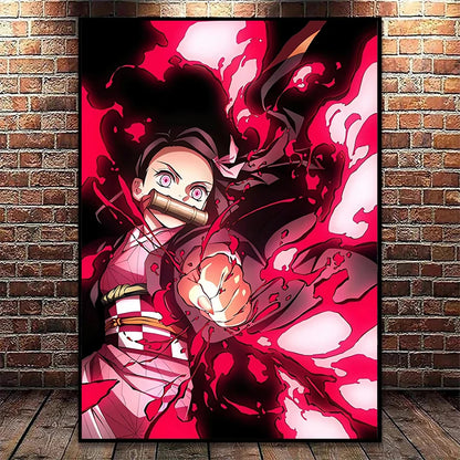 impresiones de decoración del hogar de Nezuko y Tanjiro, pintura en lienzo para sala de estar y dormitorio, regalos Murales