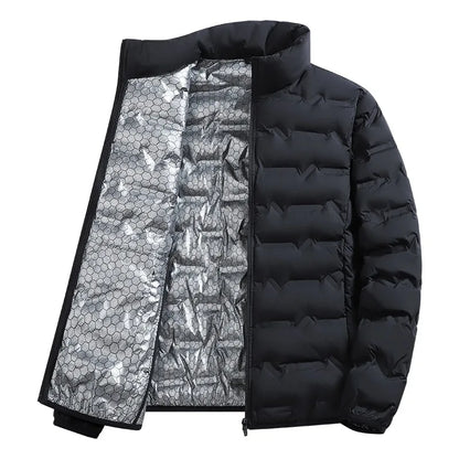 Chaqueta de invierno informal cálida para hombre, chaqueta de senderismo para exteriores, ropa de abrigo a prueba de viento, abrigos gruesos de Color sólido para hombre, abrigos de moda con cuello levantado