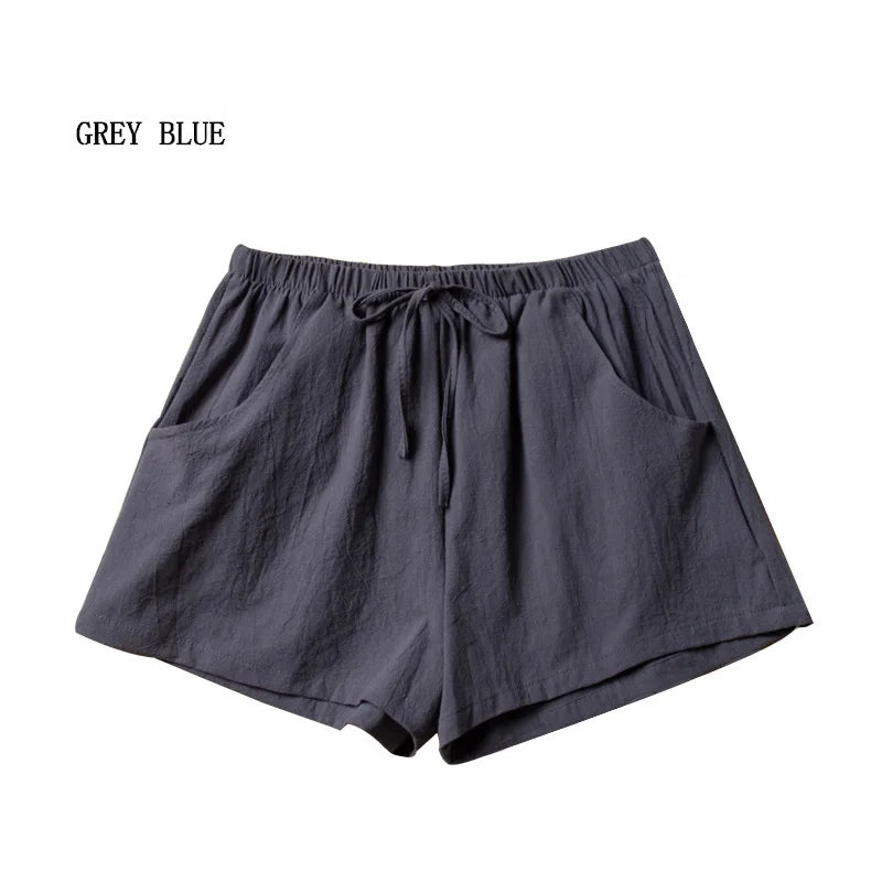 Pantalones cortos casuales de lino para mujer, pantalones cortos de entrenamiento para gimnasio, pantalones cortos de algodón, pantalones cortos negros de cintura alta para mujer, pantalones cortos deportivos para mujer