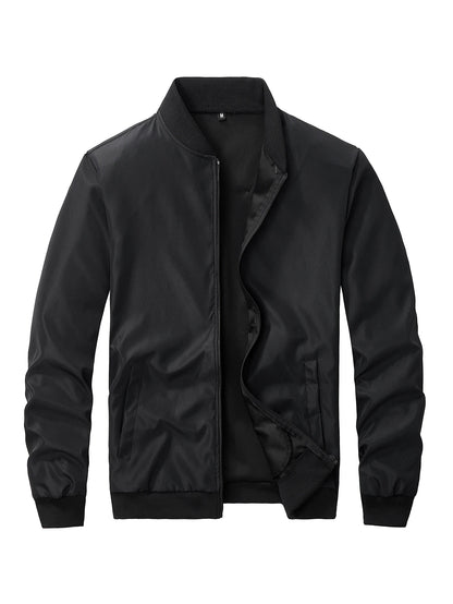chaqueta corta holgada de Color sólido con cuello de béisbol para hombres de negocios Casual abrigo fino tendencia