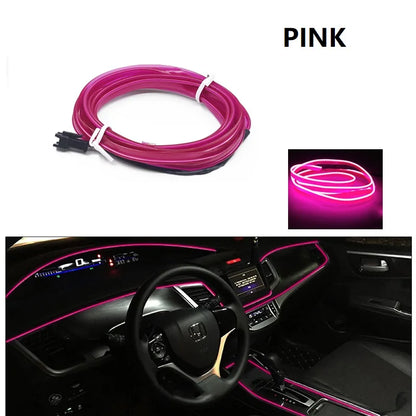 Tiras de luces decorativas para interior de coche, lámpara de ambiente, luz fría, consola de salpicadero decorativa, luces LED ambientales para coche, 1/2/3/4/5 m
