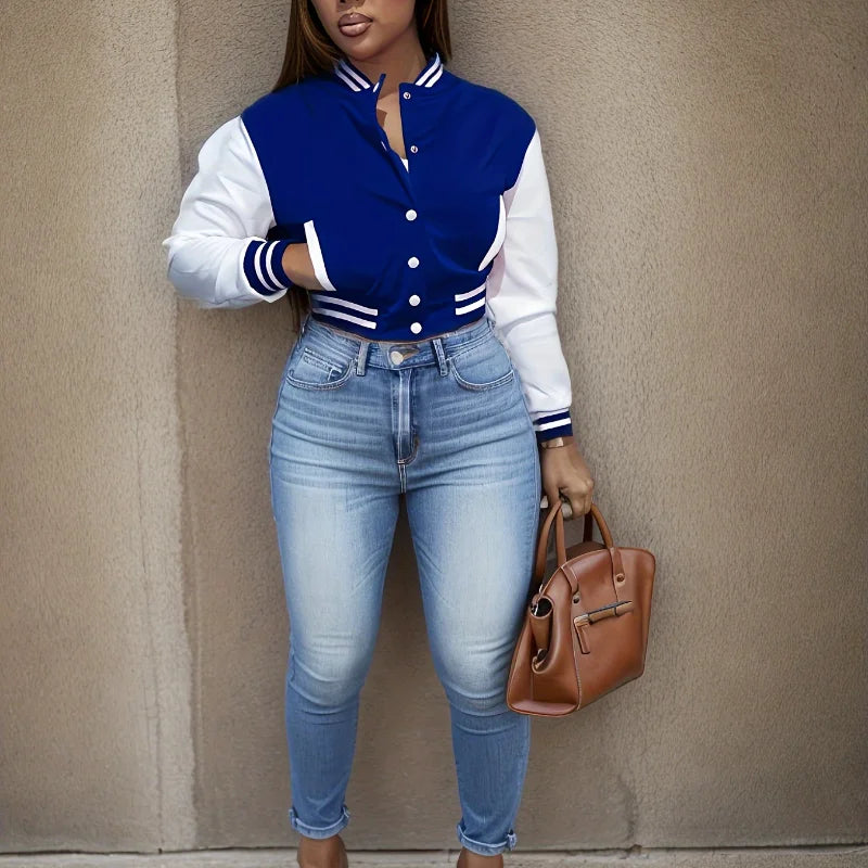 Veste de baseball à simple boutonnage pour femme de style européen et américain de printemps et d'automne