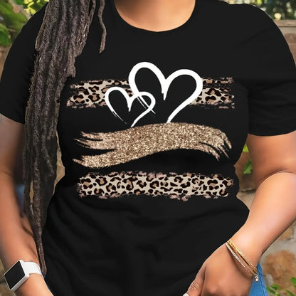 Camiseta holgada de manga corta con cuello redondo informal de gran tamaño con estampado de dibujos animados para mujer de verano