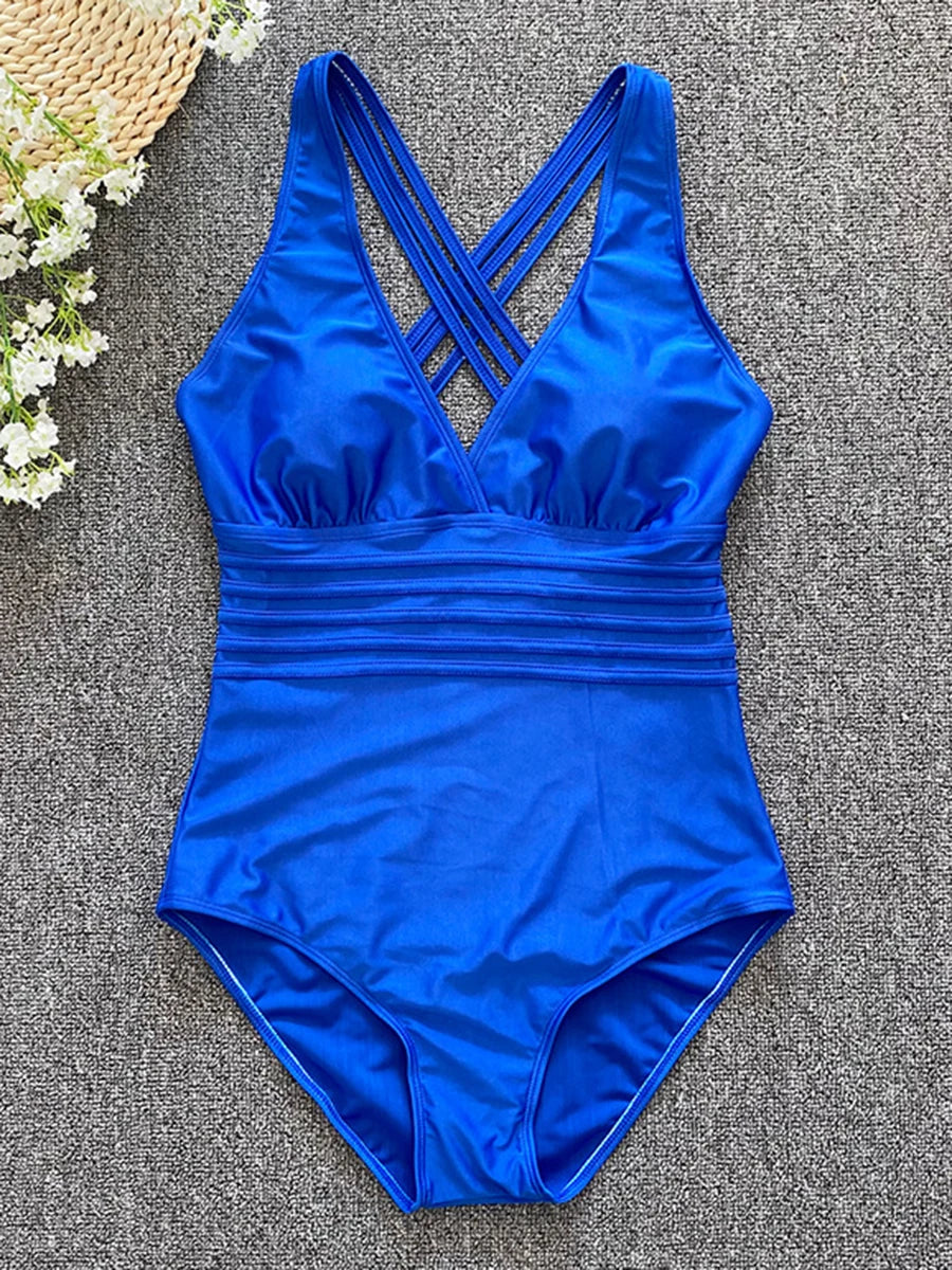 Traje de baño de una pieza con cuello en V para mujer, bañador vintage sexy de leopardo, traje de baño para mujer, traje de baño para playa, 2025
