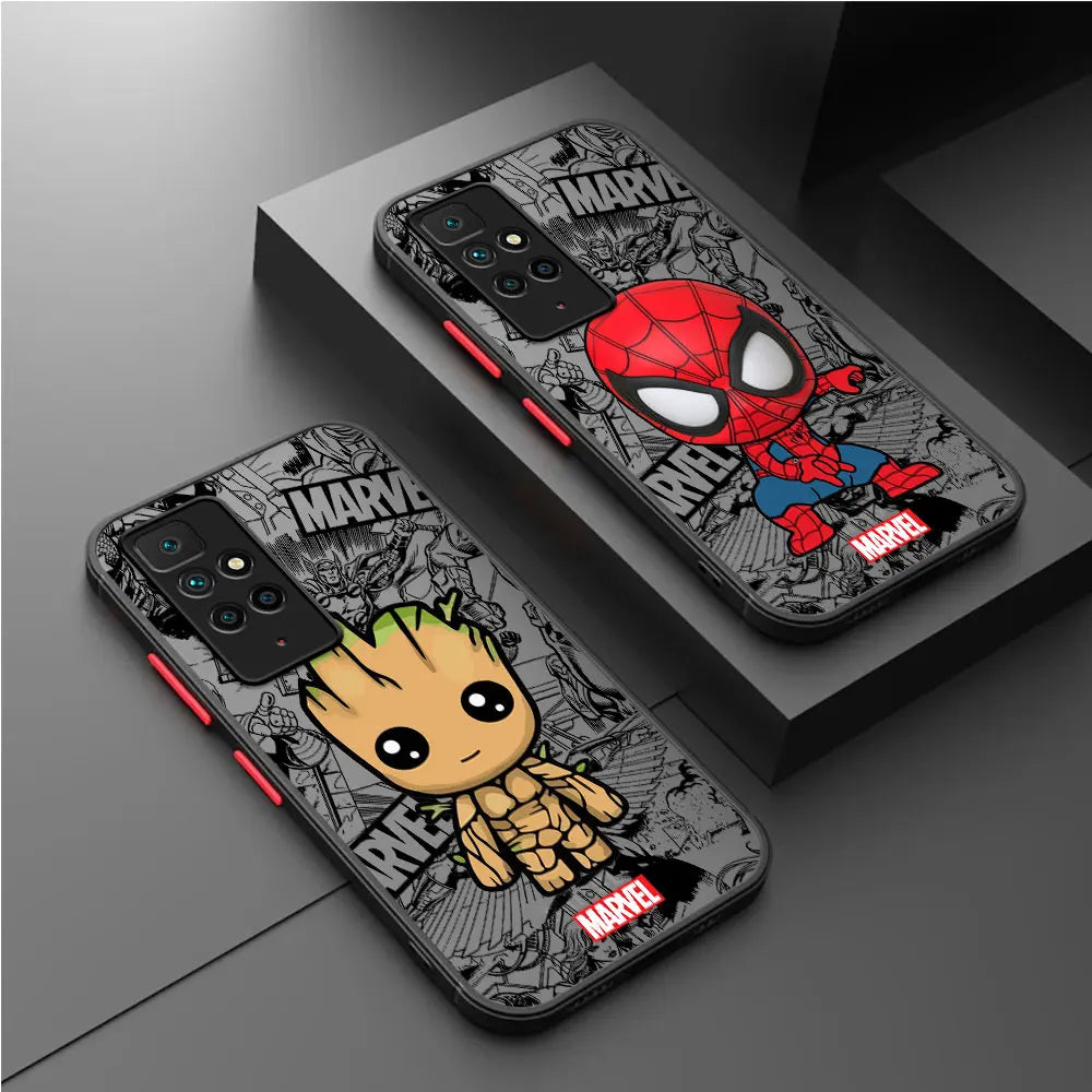 Funda de teléfono de dibujos animados Marvel Groot Spiderman para Xiaomi Redmi 9A 10C K40 Pro A1 9C 9 10 12C A2 9T, funda a prueba de golpes