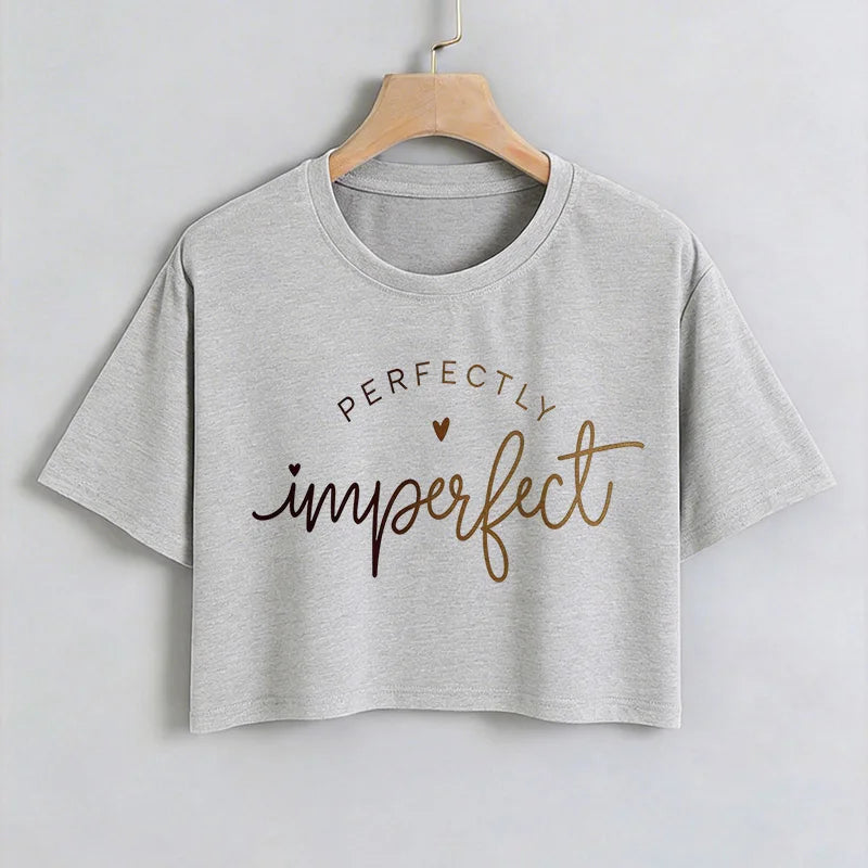 Camisetas Cortas Sexys con Estampado de Letras Gráficas  para mujer