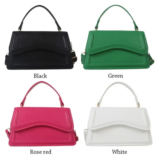 Women Girls PU Leather Shoulder Bag Fashion Messenger Bag Solid Color Elegant Crossbody Bag