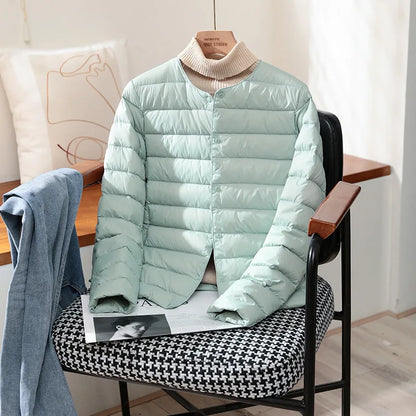 Chaquetas ajustadas de plumón de pato blanco para mujer, abrigos acolchados ultraligeros y plegables, a la moda, para otoño e invierno