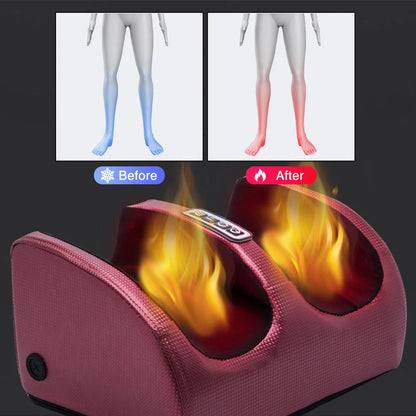 Electric foot massager heat therapy hot compress shiatsu kneading roller muscle relaxation pain relief foot spa machine