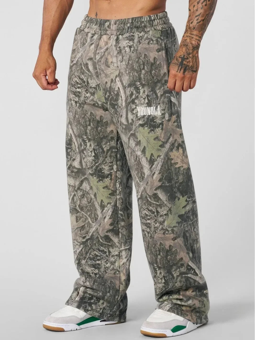 Pantalones casuales de moda americana, pantalones de pierna recta con estampado de camuflaje digital, pantalones deportivos de fitness, pantalones holgados de pierna ancha