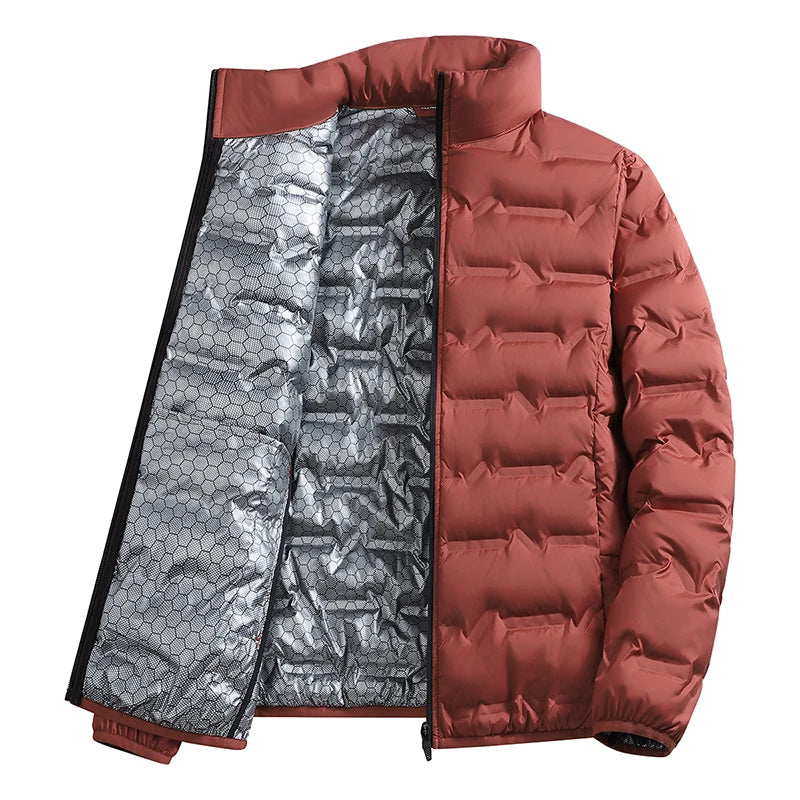 Chaqueta de invierno informal cálida para hombre, chaqueta de senderismo para exteriores, ropa de abrigo a prueba de viento, abrigos gruesos de Color sólido para hombre, abrigos de moda con cuello levantado