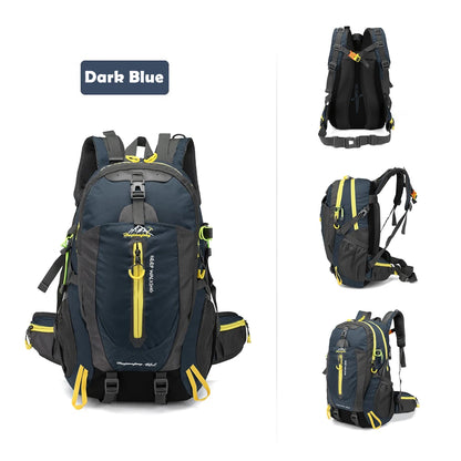Mochila de viaje resistente al agua de 40L, mochila para acampar, senderismo, portátil, senderismo, escalada, bolsas traseras para hombres y mujeres