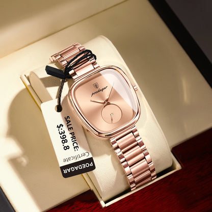 POEDAGAR Montre de luxe pour femme Montre à quartz en acier inoxydable étanche pour femme Montres pour femme de haute qualité Montre élégante pour femme