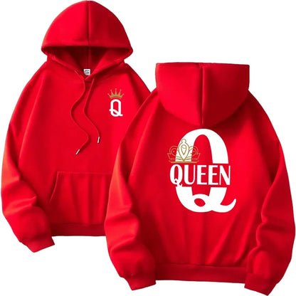 sudaderas con capucha para hombre y mujer, sudaderas con estampado de King Queen, ropa informal versátil para parejas, jersey diario para Otoño e Invierno