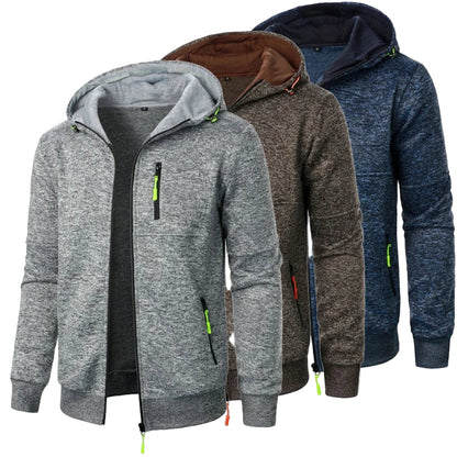 Nueva ropa de calle, sudaderas de manga larga para hombre, cremallera con capucha, chaqueta cálida de invierno de gran tamaño, abrigo, chándal para exteriores para hombre
