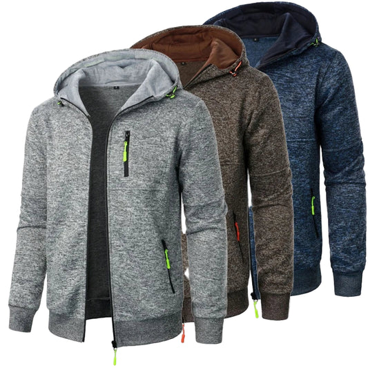 Nueva ropa de calle, sudaderas de manga larga para hombre, cremallera con capucha, chaqueta cálida de invierno de gran tamaño, abrigo, chándal para exteriores para hombre