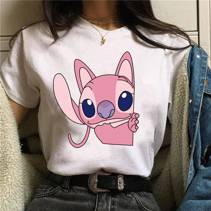 Camiseta divertida de dibujos animados de Stitch de Disney de los años 90 para mujer, camiseta de Lilo y Stitch, camiseta gráfica, ropa de calle, camisetas, ropa femenina