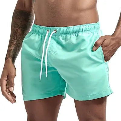 Bañador corto para hombre, de secado rápido, transpirable, con cordón.