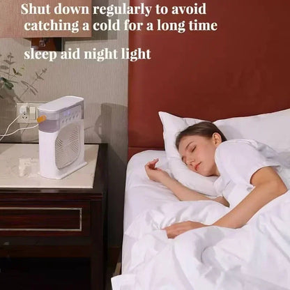 Ventilador eléctrico con nebulizador de agua, humidificador de aire, luz nocturna LED, adecuado para familias, aire acondicionado portátil, triple enfriador, refrigeración para el hogar.