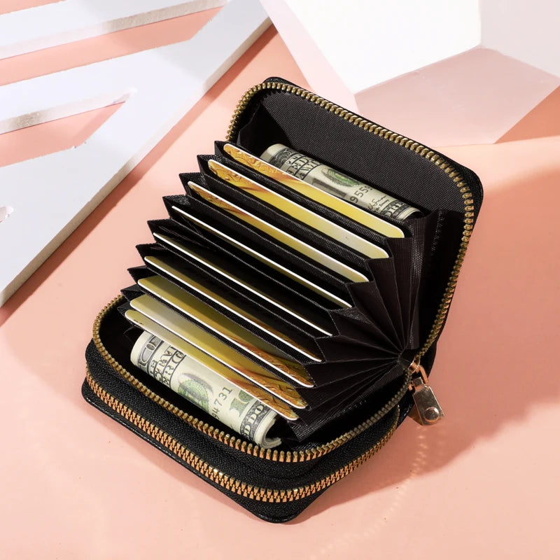 Monedero de estilo corto con cremallera para mujer, monedero con estampado de lichi