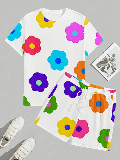 Nuevo conjunto de verano de todas las tallas, traje de hombre de mangas cortas y de pantalones cortos