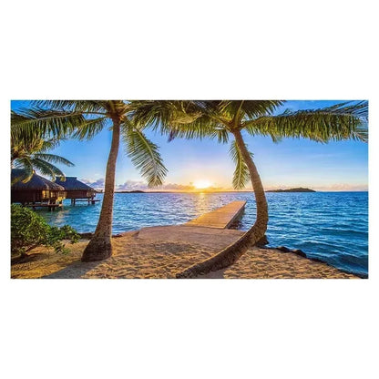 Pósteres artísticos de pared de puesta de sol de playa, pintura en lienzo de paisaje grande, impresión, imagen de decoración de pared nórdica para decoración del hogar sin marco