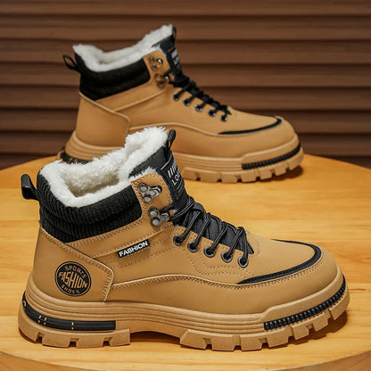 Botas de nieve nuevas de invierno para hombres, zapatos de algodón cálidos de caña alta de lana de invierno