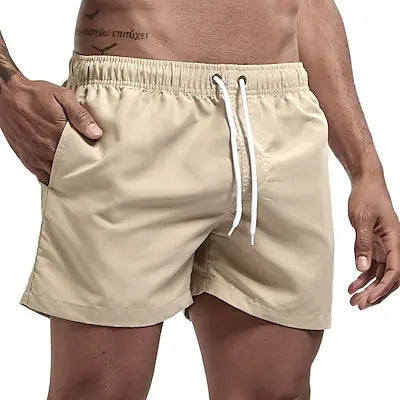 Bañador corto para hombre, de secado rápido, transpirable, con cordón.