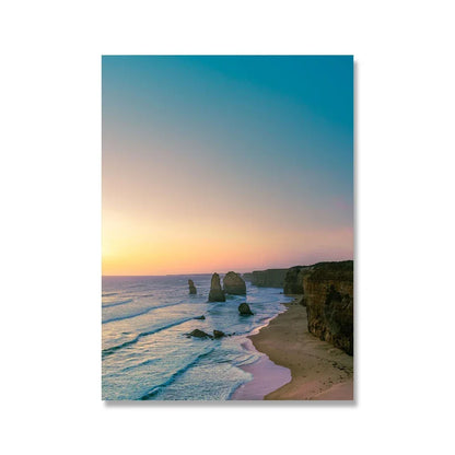 Pintura en lienzo para pared, arte nórdico, puesta de sol, arena, mar, playa, ondas, océano, Palma, póster, imagen Modular de paisaje marino para decoración para sala de estar