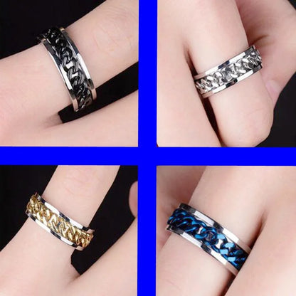 Titanium Steel Spinner Chain Rings for Men Women Anti Stress Anxiety Ring Couple Jewelry 8mm Corkscrew Shape Rings Multifunctional Gift 