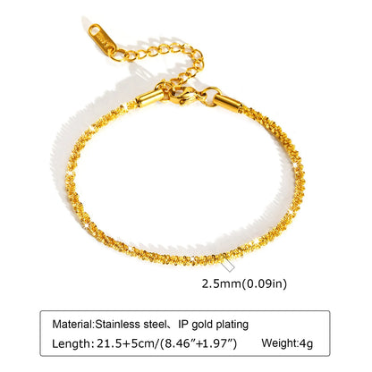 Pulsera de tobillo con perlas de acero inoxidable para mujer, cadena ajustable para el pie chapada en oro de 18 quilates, pulseras apilables para la pierna.